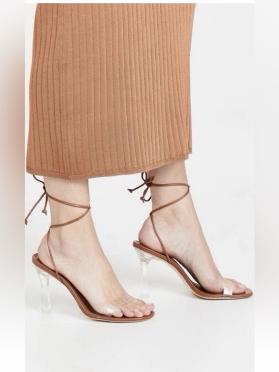 Larroude Shoes - Larroudé Women's Brown Gloria Ankle Tie Up Sandal Heels Size 9